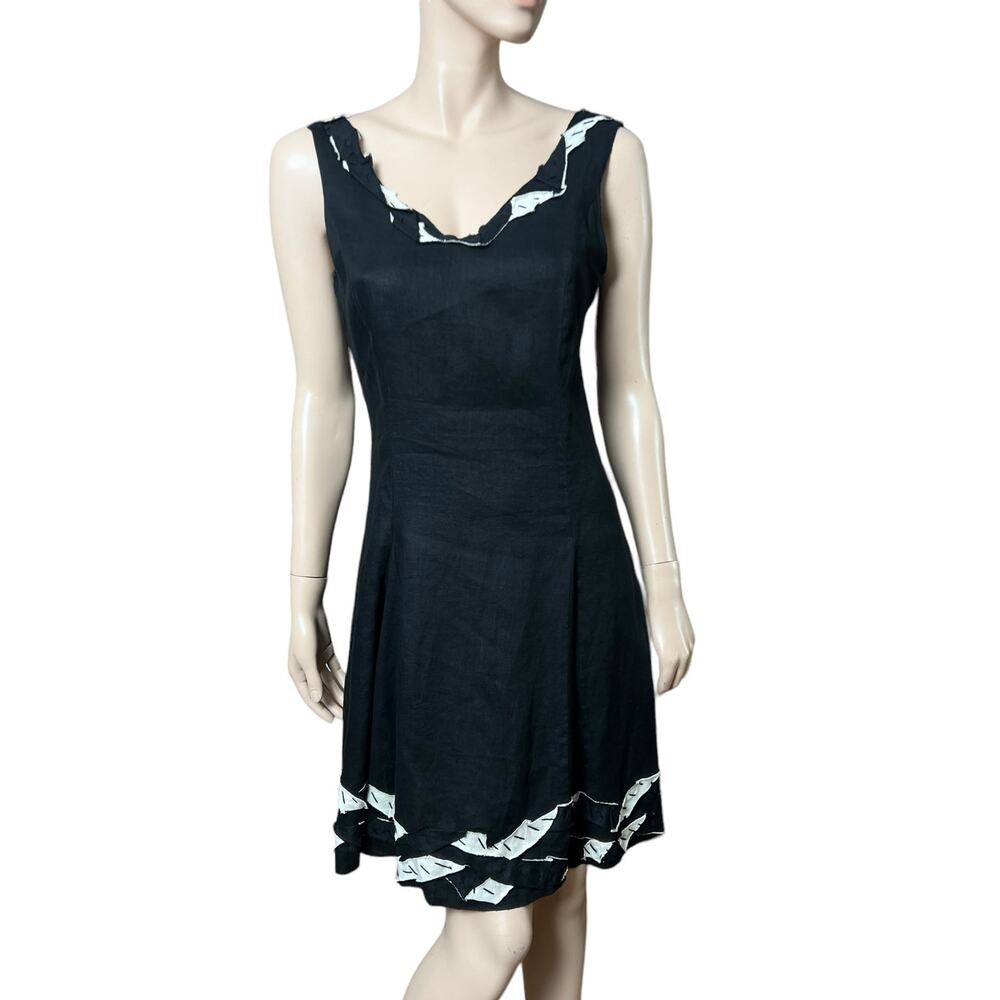 Moschino Jeans Linen Short Dress Size 8 V-Neckline Sleeveless